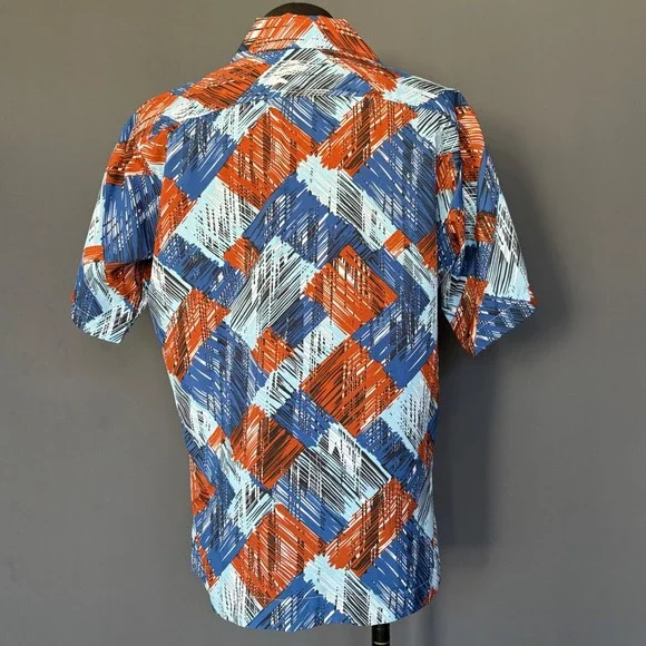 Joel of California 1970s Disco Shirt | Size L | Geometric Print Vintage 70s - Picture 4 of 11